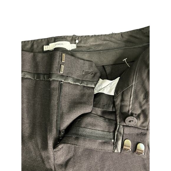 Vince Black Wool Faux Leather Piped Trouser Pants Skinny Womens 0 - Picture 14 of 14
